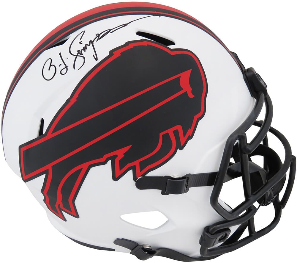 O.J. Simpson Signed Buffalo Bills Lunar Eclipse Helmet with COA: O.J. Simpson Signed Buffalo Bills Lunar Eclipse Helmet with COA Celebrate the legacy of O.J. Simpson with this signed Buffalo Bills Lunar Eclipse Riddell full-size speed replica helmet. This officiall
