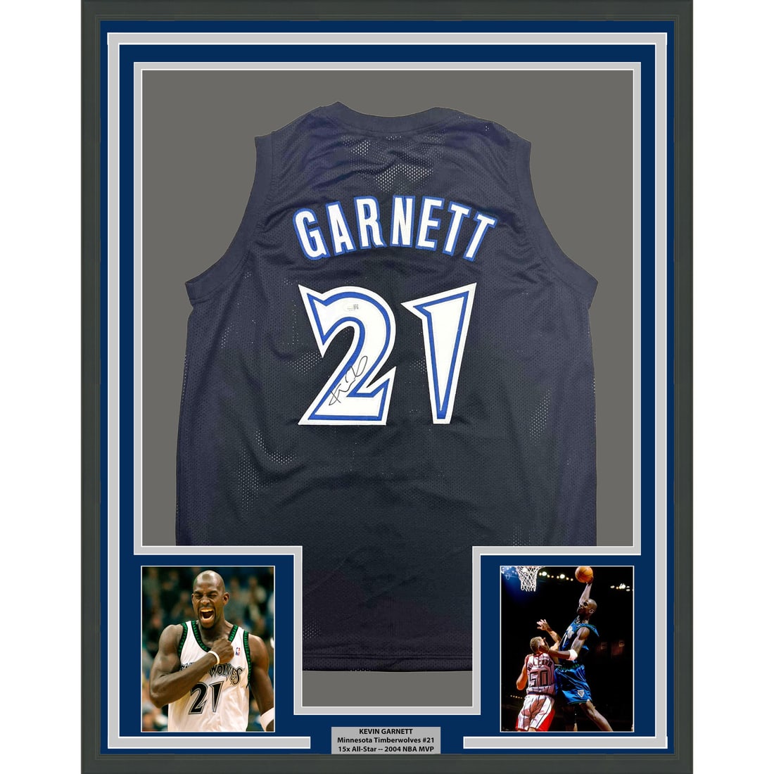 Kevin Garnett framed signed Minnesota Timberwolves jersey Beckett COA 35x39 (1 of 2)