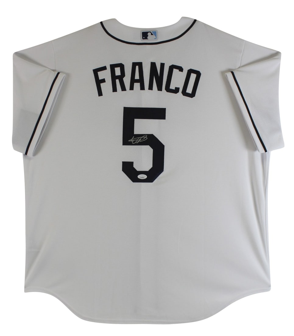 Wander Franco Autographed Tampa Bay Rays White Nike Jersey JSA Signature Debut COA (1 of 5)