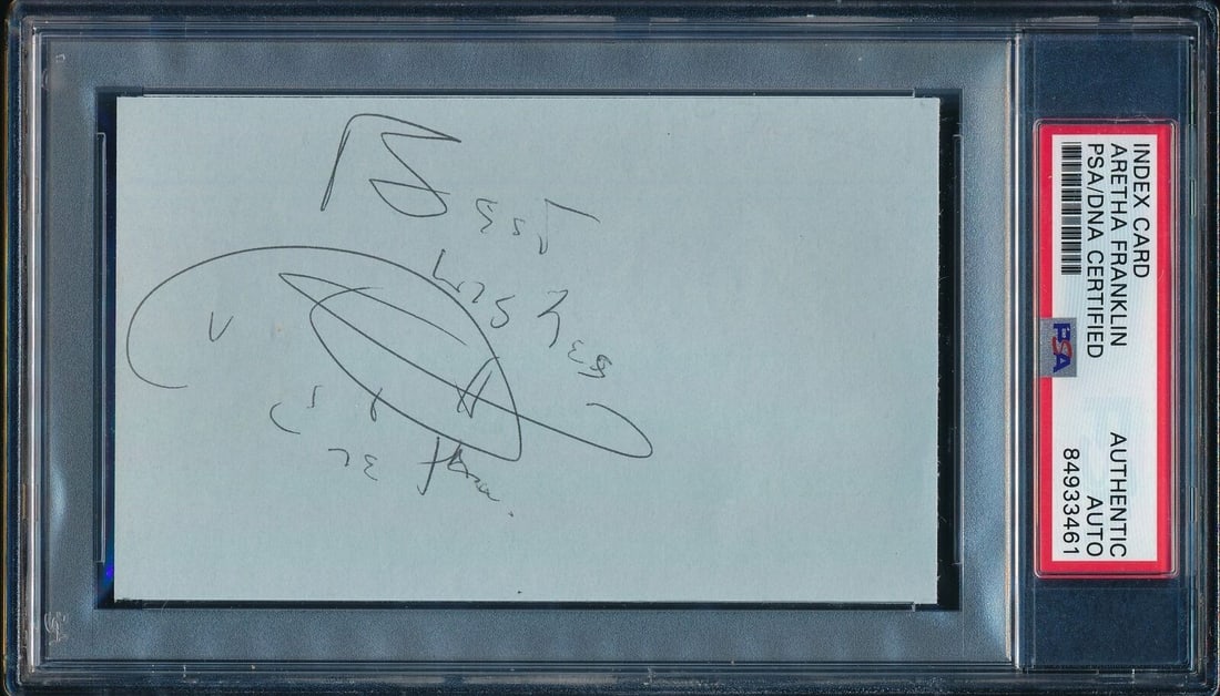PSA DNA Authenticated Aretha Franklin 3x5 Index Card Autograph (1 of 2)