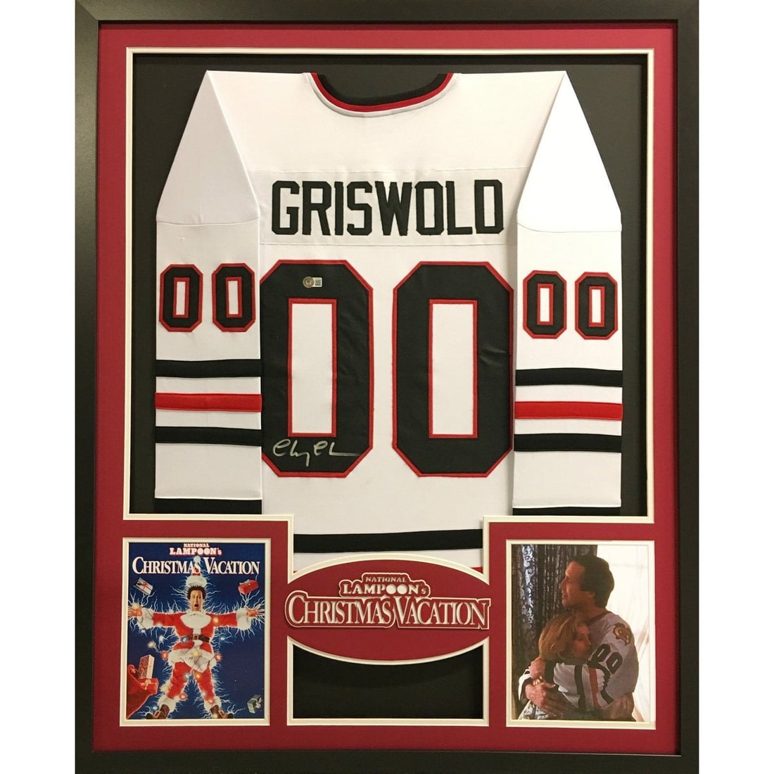Framed Clark Griswold Jersey Signed by Chevy Chase with Beckett Authentication (1 of 2)