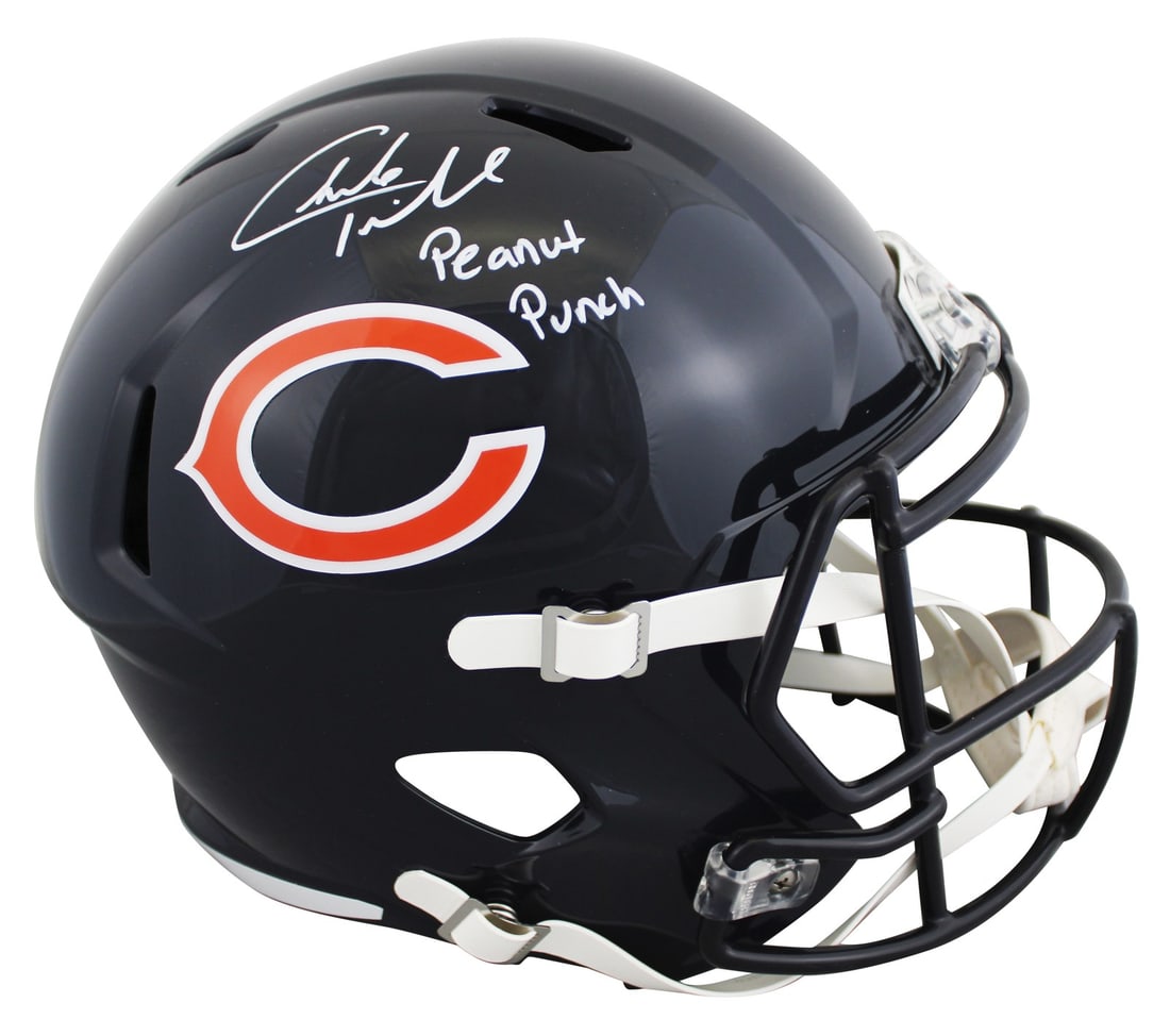Charles Tillman Signed Chicago Bears Speed Replica Helmet with Peanut Punch Inscription JSA: Charles Tillman Signed Chicago Bears Speed Replica Helmet with Peanut Punch Inscription JSA This full size Riddell Speed Replica Helmet features the authentic signature of Charles Tillman, inscribed w