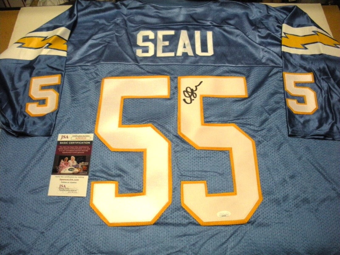 Junior Seau Signed San Diego Chargers Reebok Jersey with JSA/COA: Junior Seau Signed San Diego Chargers Reebok Jersey with JSA/COA This official licensed Reebok jersey is a collectible item commemorating Junior Seau, the legendary linebacker of the San Diego Charger