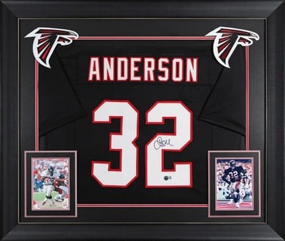 Framed Jamal Anderson signed Falcons pro style jersey BAS witnessed (1 of 3)