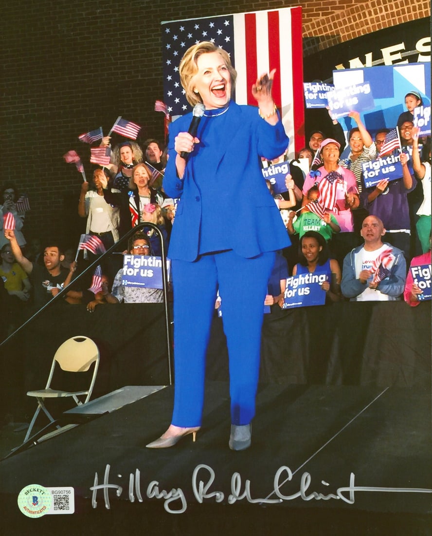 Hillary Rodham Clinton Signed 8x10 Photo with Beckett Authentication: Hillary Rodham Clinton Signed 8x10 Photo with Beckett Authentication This authentic 8x10 photo has been personally signed by Hillary Rodham Clinton, ensuring a unique addition to any collection. The s