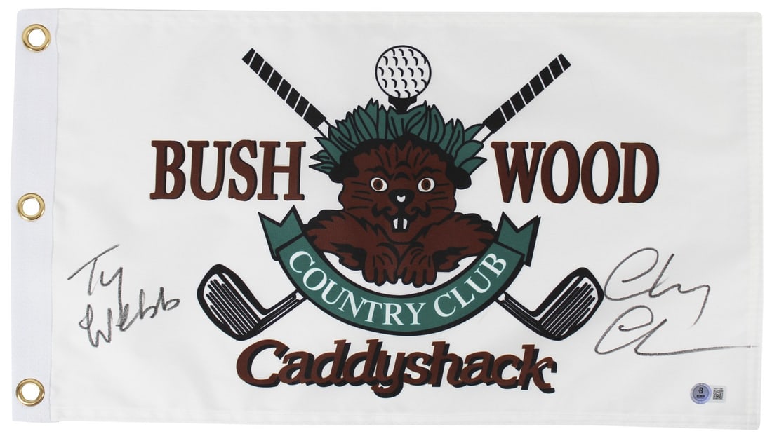 Caddyshack Ty Webb Signed Flag by Chevy Chase BAS Authenticated: Caddyshack Ty Webb Signed Flag by Chevy Chase BAS Authenticated This signed Bushwood Country Club flag features the iconic inscription "Ty Webb" and has been personally autographed by Chevy Chase from