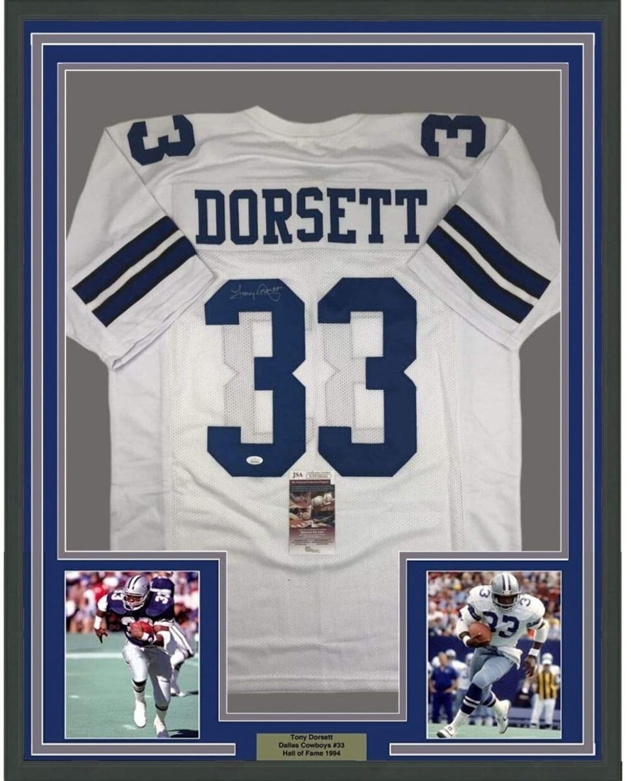 Framed Autographed Tony Dorsett Jersey 33x42 Dallas Cowboys JSA COA (1 of 2)