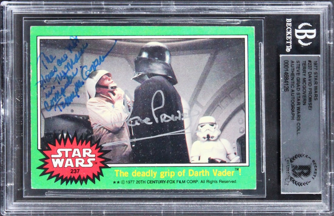 1977 Star Wars Card Signed by David Prowse and Terry McGovern with Inscription BAS Authenticated (1 of 2)