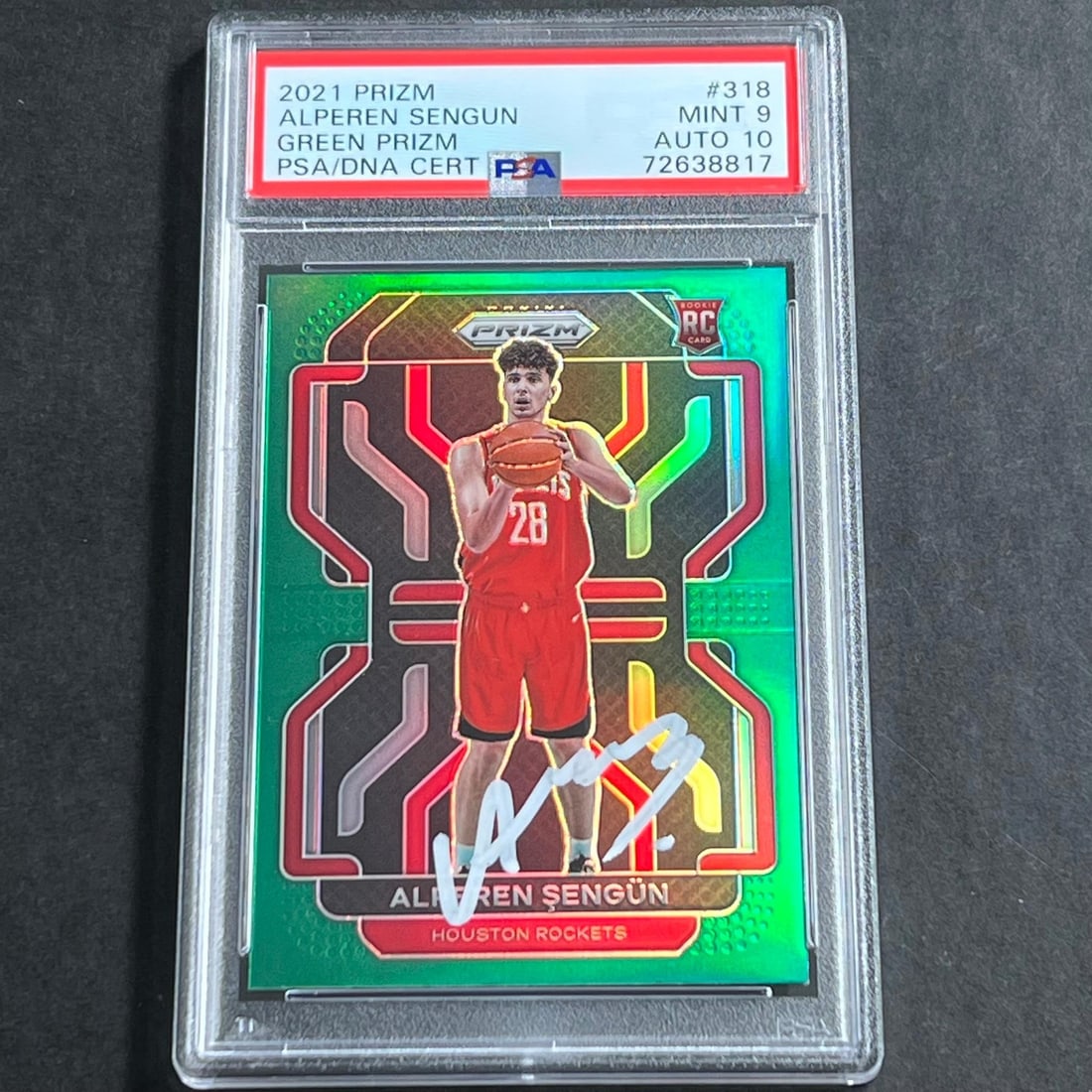 PSA 9 Alperen Sengun Autographed Green Prizm #318 Rockets Card (1 of 2)