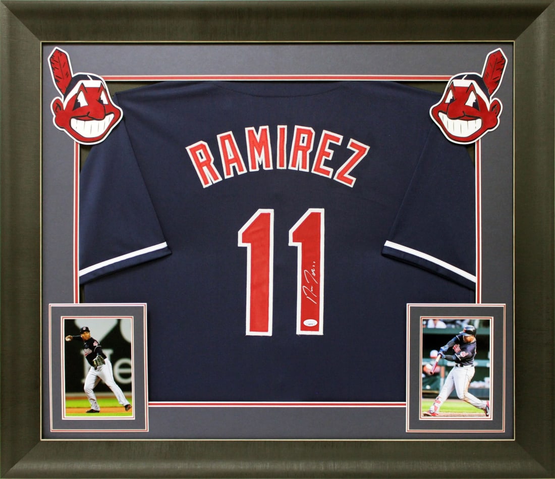 Jose Ramirez Signed Navy Framed Jersey JSA COA Cleveland Guardians (1 of 2)