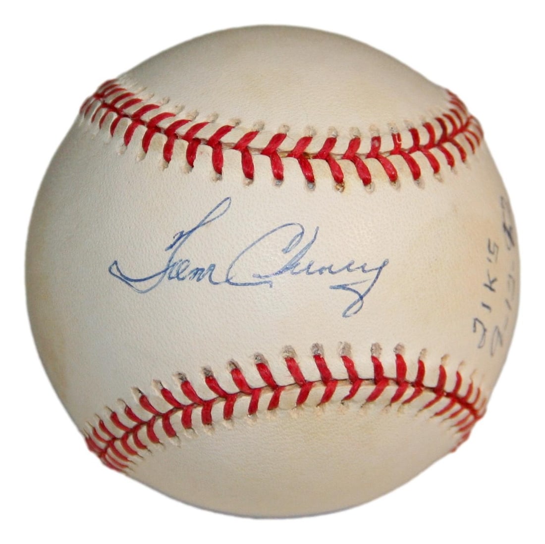 Tom Cheney Autographed Official AL Baseball 21 K's Senators PSA/DNA: Tom Cheney Autographed Official AL Baseball 21 K's Senators PSA/DNA This official American League baseball is signed by Tom Cheney, a notable player from the Washington Senators. The ball features the