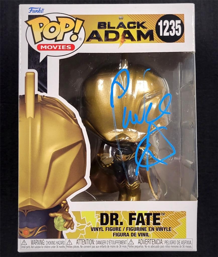 Pierce Brosnan autographed Dr. Fate Funko Pop Black Adam Beckett authenticated: Pierce Brosnan autographed Dr. Fate Funko Pop Black Adam Beckett authenticated This is an original Funko Pop! figure of Dr. Fate from the movie Black Adam, signed by Pierce Brosnan. The autograph is a
