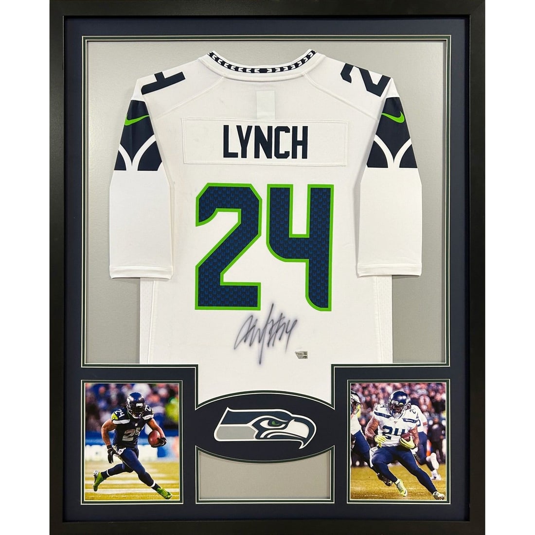 Marshawn Lynch Autographed Framed Jersey Seahawks Fanatics Certified: Marshawn Lynch Autographed Framed Jersey Seahawks Fanatics Certified This autographed Marshawn Lynch framed jersey is a must-have for any Seattle Seahawks fan. Authenticated by Fanatics, a leader in s