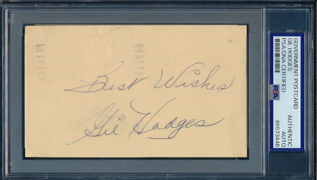 Gil Hodges Signed 1963 3x5 Postcard Brooklyn Dodgers PSA/DNA (1 of 2)