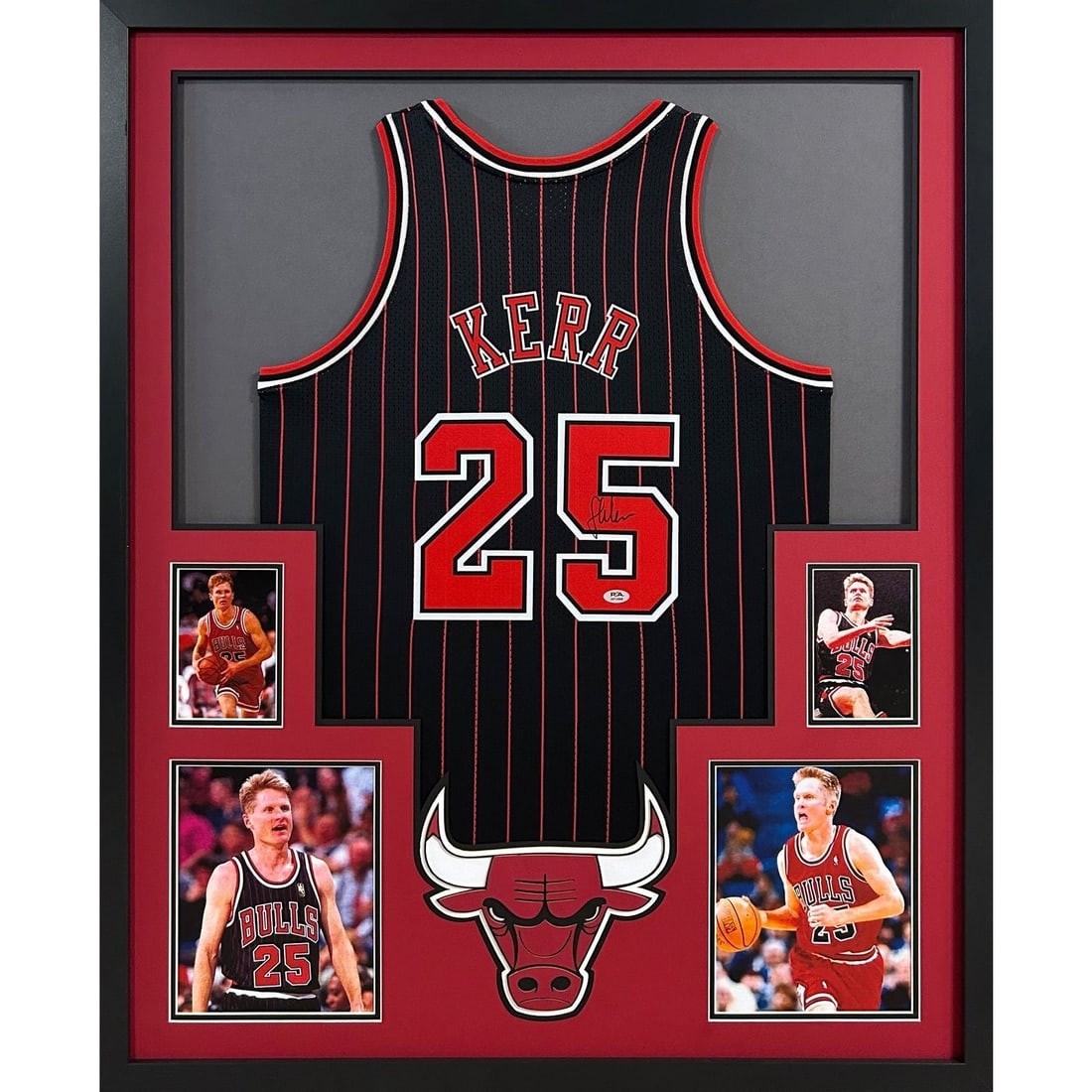 Steve Kerr Autographed Framed Jersey PSA/DNA Chicago Bulls: Steve Kerr Autographed Framed Jersey PSA/DNA Chicago Bulls Own a piece of basketball history with this autographed Steve Kerr framed jersey from his time with the Chicago Bulls. Authenticated by PSA/D