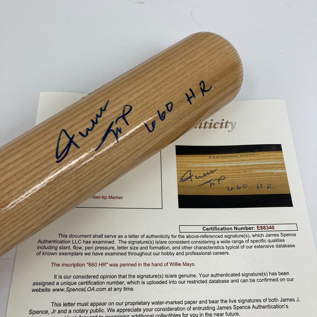 Willie Mays Signed Adirondack Baseball Bat 660 Home Runs JSA COA (1 of 8)