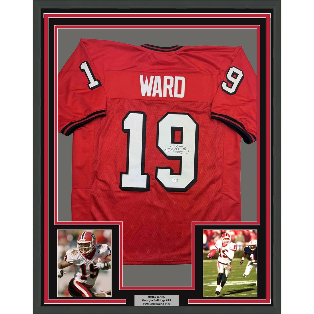Hines Ward Signed Georgia Bulldogs Jersey Framed 35x39 With Beckett COA (1 of 2)