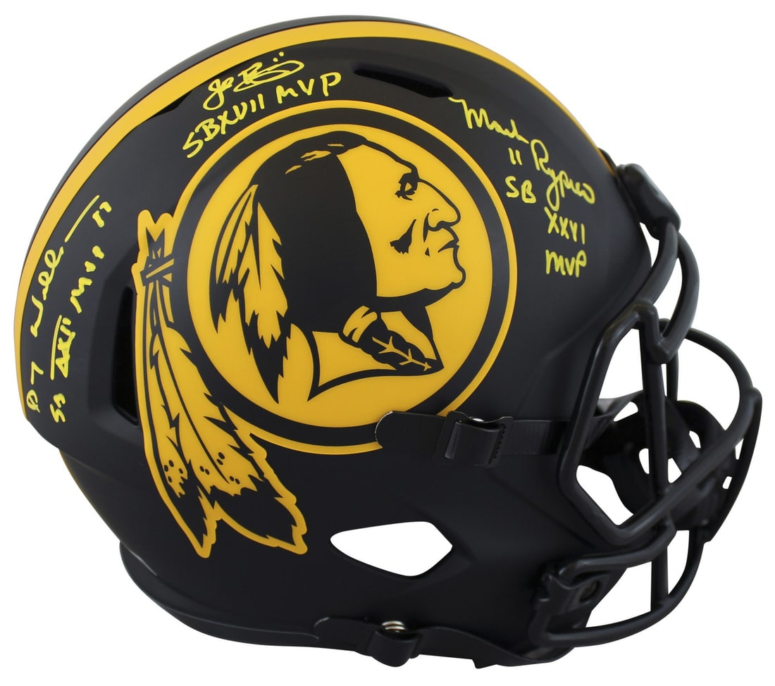 Washington Football Team Signed Eclipse Helmet by SB MVPs Williams Rypien Riggins BAS: Washington Football Team Signed Eclipse Helmet by SB MVPs Williams Rypien Riggins BAS Celebrate the legacy of the Washington Football Team with this autographed Alternate Eclipse Riddell Full Size Spe