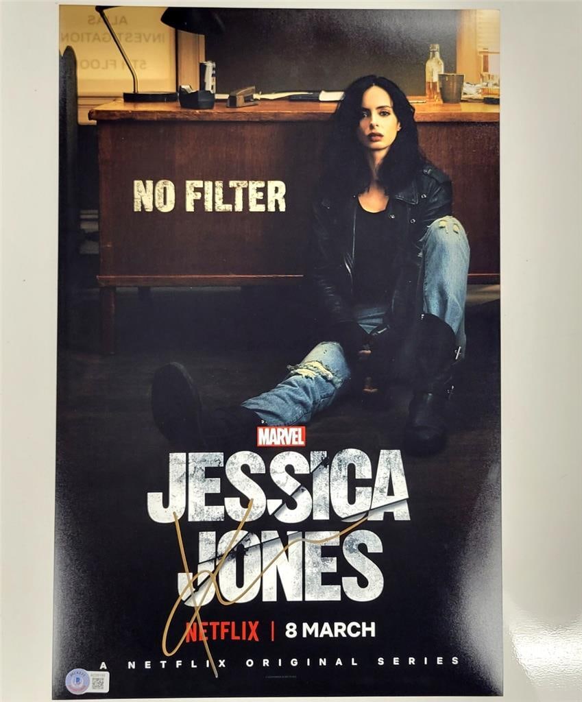 Krysten Ritter Autographed 11x17 Jessica Jones Photo Beckett Authenticated: Krysten Ritter Autographed 11x17 Jessica Jones Photo Beckett Authenticated This is an original 11x17 photo of Krysten Ritter as Jessica Jones, featuring her authentic signature. The autograph has been