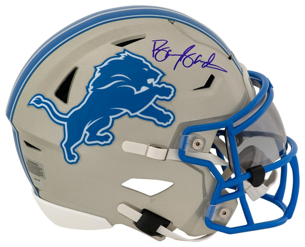 Barry Sanders Signed Detroit Lions Riddell SpeedFlex Helmet with SS COA: Barry Sanders Signed Detroit Lions Riddell SpeedFlex Helmet with SS COA This is a signed Barry Sanders Detroit Lions Riddell mid-size SpeedFlex (MIDI) helmet, an exceptional collectible for any footba