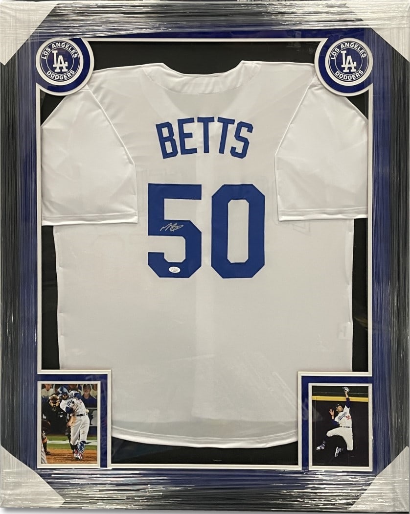 Mookie Betts Autographed Framed Jersey Los Angeles Dodgers JSA 43x35 (1 of 4)
