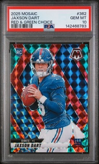 PSA 10 2025 Panini Mosaic Jaxson Dart Red Green Choice #362 RC (1 of 2)