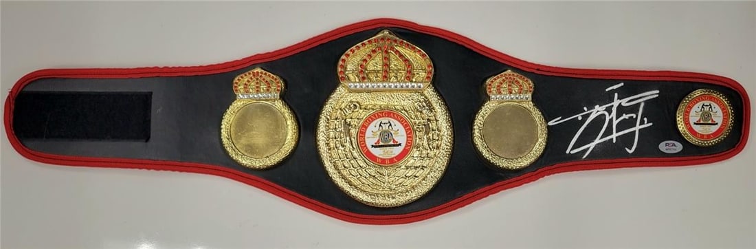 Naoya Inoue Signed Mini WBA Boxing Champion Belt PSA Authenticated: Naoya Inoue Signed Mini WBA Boxing Champion Belt PSA Authenticated Celebrate boxing history with this authentic mini WBA Boxing Champion belt, signed by the phenomenal Naoya Inoue, known as the "Monst