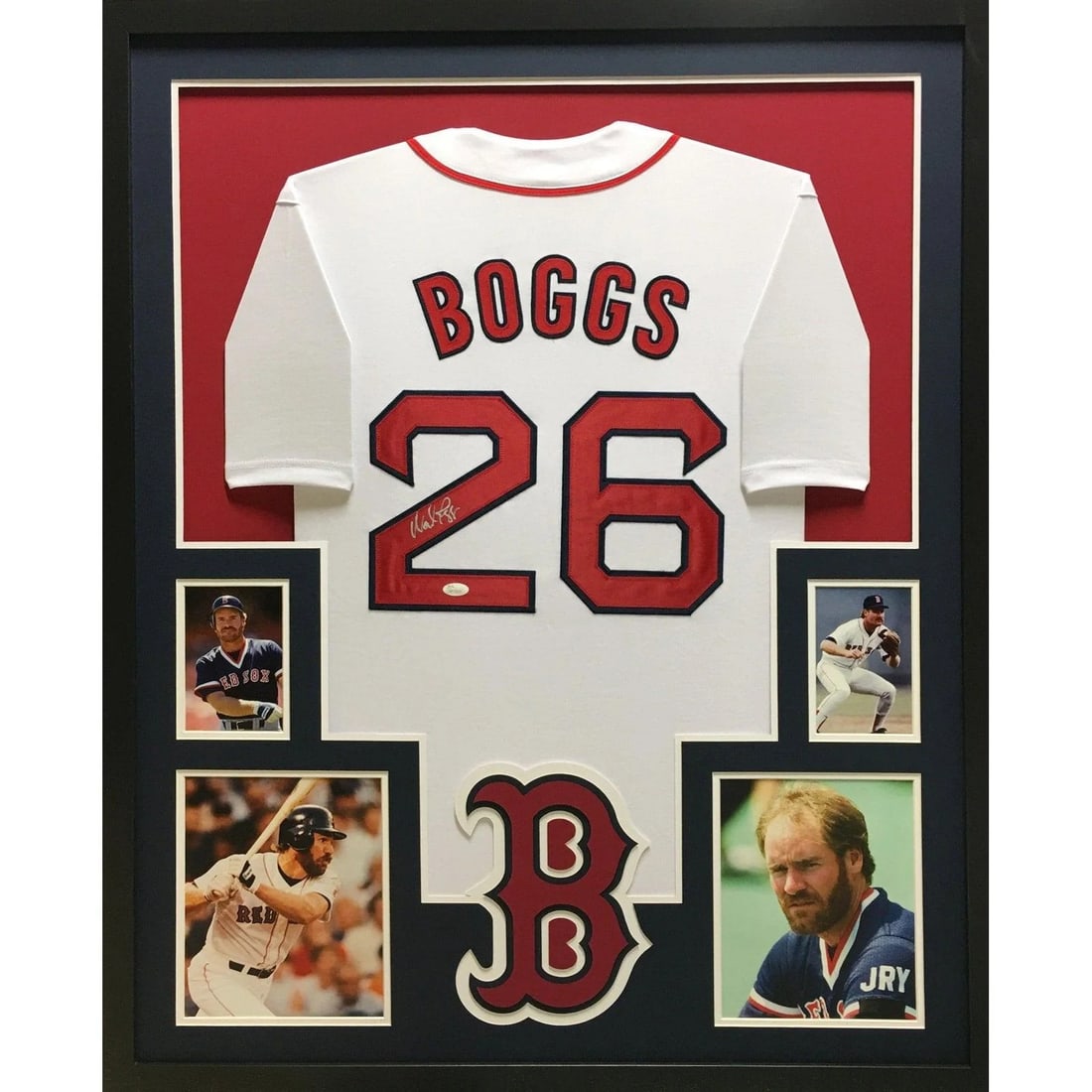 Wade Boggs Autographed Framed Jersey Boston Red Sox JSA Certified: Wade Boggs Autographed Framed Jersey Boston Red Sox JSA Certified This is an authentic autographed framed jersey of baseball legend Wade Boggs, honoring his time with the Boston Red Sox. The jersey is
