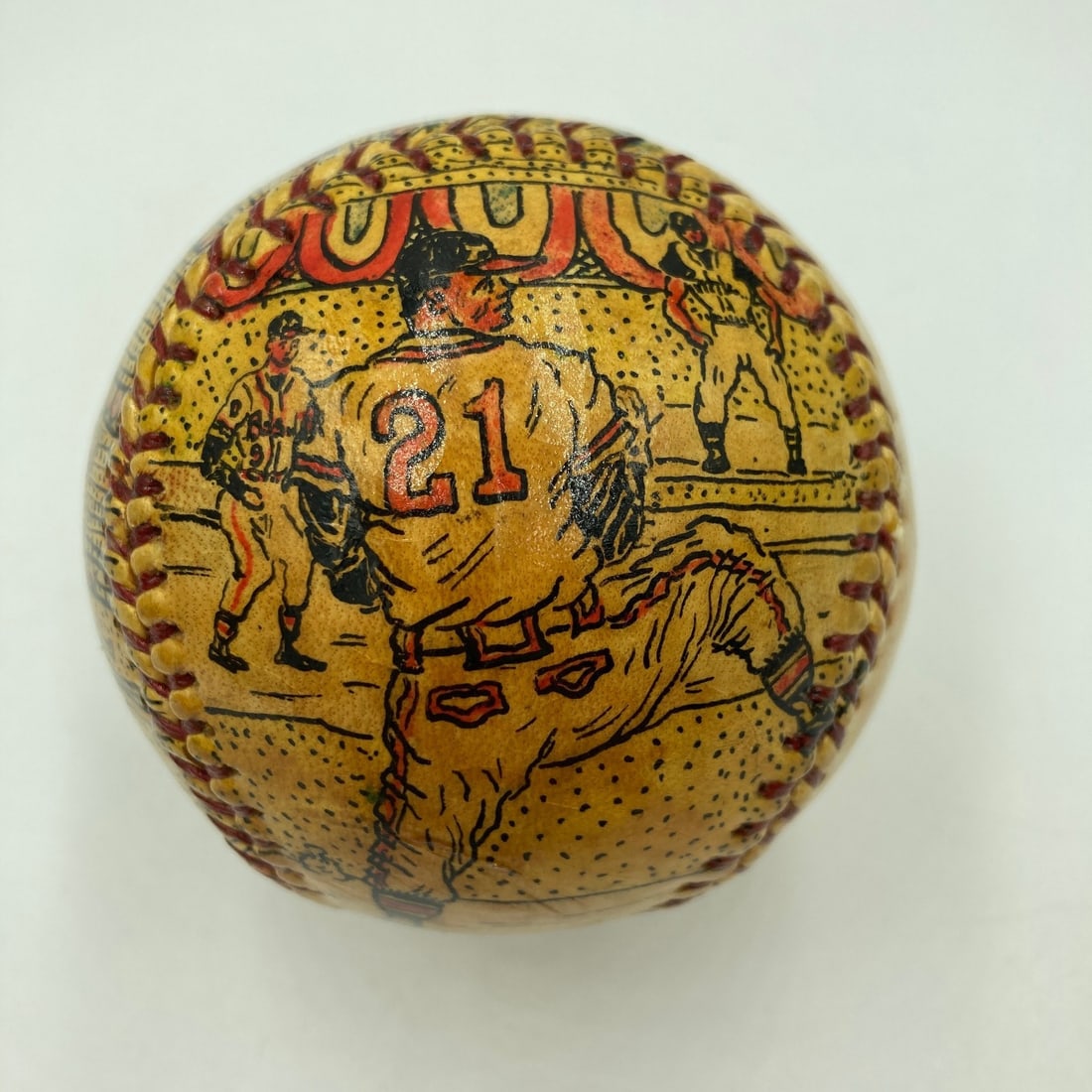 George Sosnak signed Warren Spahn folk art baseball (1 of 6)