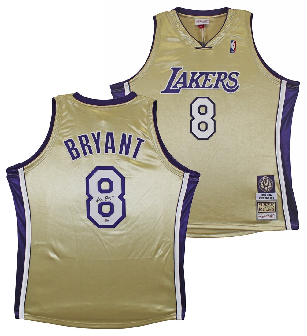 Kobe Bryant Autographed Mitchell & Ness Lakers HOF Jersey PSA DNA Certified: Kobe Bryant Autographed Mitchell & Ness Lakers HOF Jersey PSA DNA Certified This is a pre-owned Mitchell & Ness 1996-2016 Hall of Fame Hardwood Classics jersey, personally signed by Kobe Bryant of the