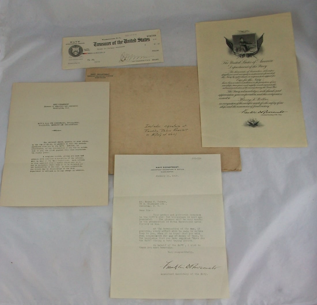 Franklin D Roosevelt Signed Typed Letter 1918 Navy Eyes Program (1 of 12)