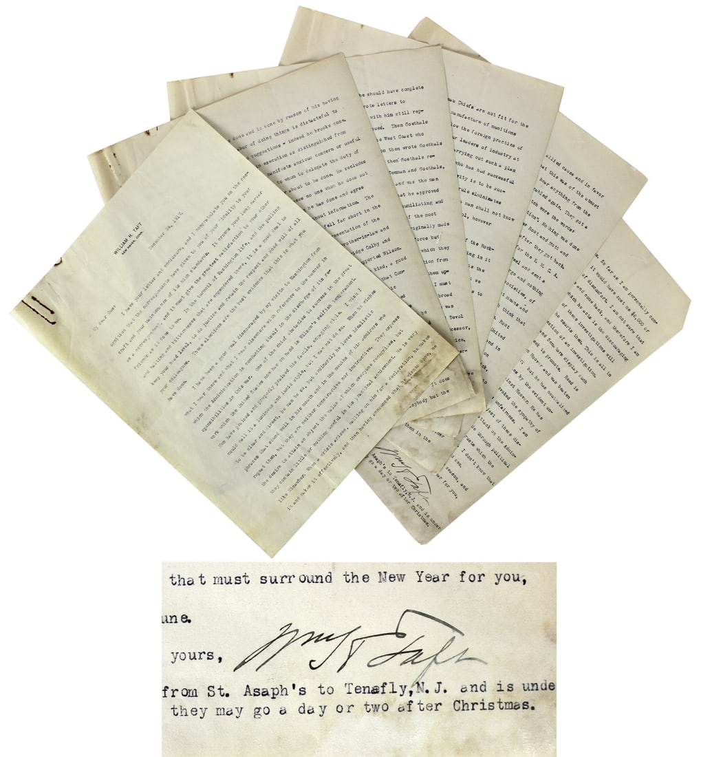 Six Page 1917 William H. Taft Signed Letter With BAS Authentication (1 of 10)