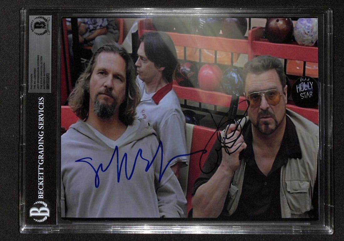 Autographed 8x10 Photo of Jeff Bridges and John Goodman from The Big Lebowski Beckett: Autographed 8x10 Photo of Jeff Bridges and John Goodman from The Big Lebowski Beckett This is an original 8x10 color photograph from the movie The Big Lebowski, autographed by Jeff Bridges (The Dude) 