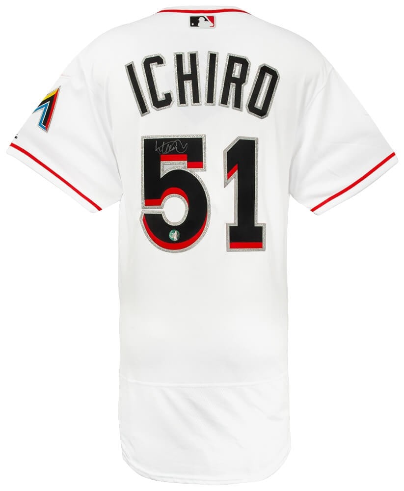 Ichiro Suzuki autographed Miami Marlins Majestic authentic flex base jersey (1 of 2)