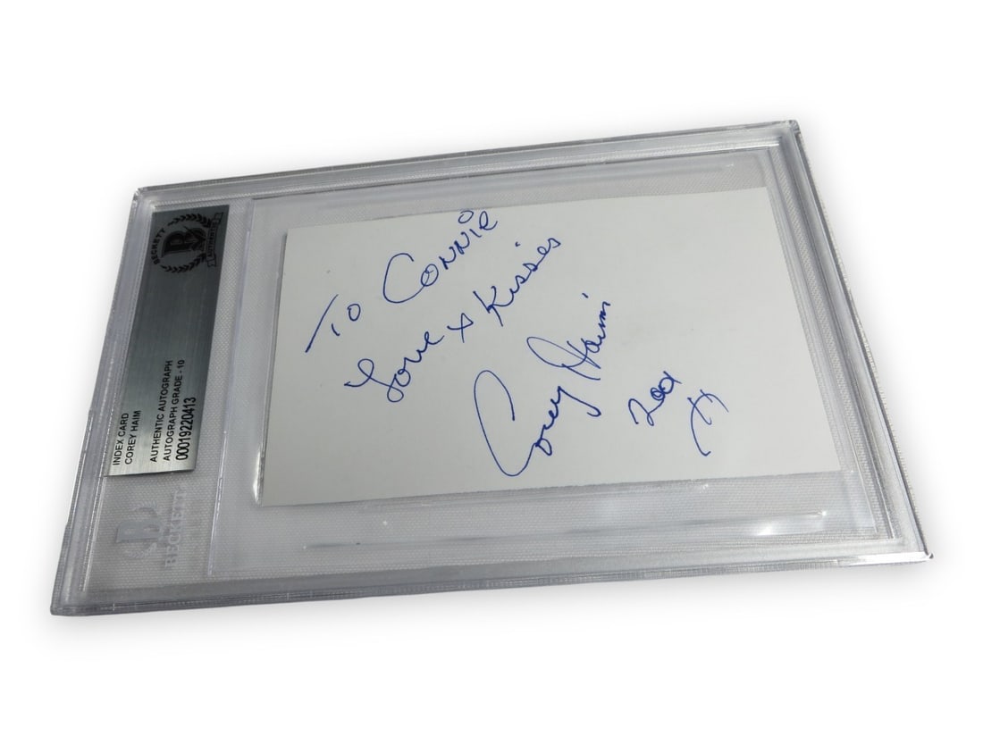 Beckett Authenticated Corey Haim Signed Index Card Lost Boys BAS Slab (1 of 2)