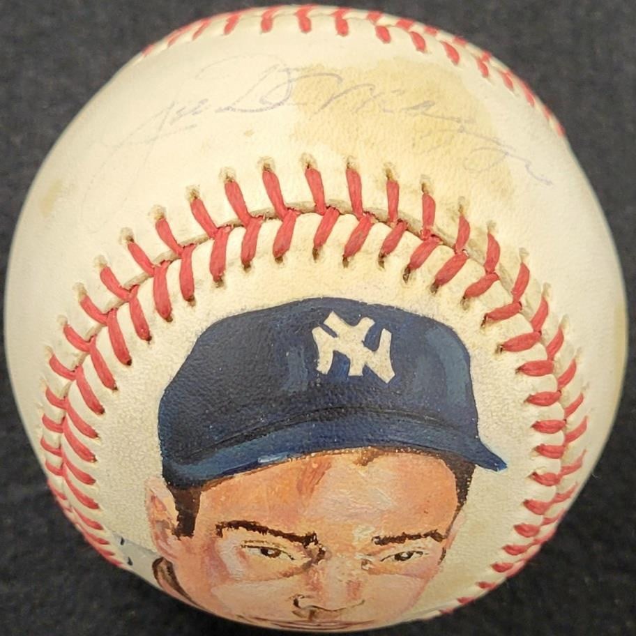 Joe Dimaggio Signed Hand Painted OAL AL Baseball JSA Authenticated: Joe Dimaggio Signed Hand Painted OAL AL Baseball JSA Authenticated This is an original, hand-painted OAL AL American League baseball signed by legendary New York Yankees player Joe Dimaggio. The autog