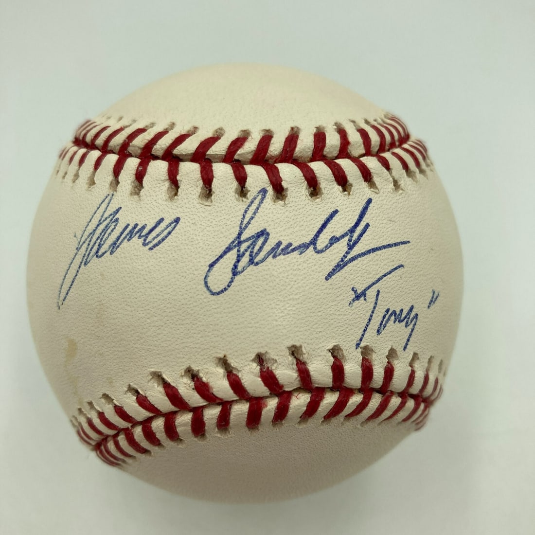 James Gandolfini Signed MLB Baseball Tony Soprano JSA COA: James Gandolfini Signed MLB Baseball Tony Soprano JSA COA This is an original Major League Baseball signed by James Gandolfini, best known for his iconic role as Tony Soprano. The baseball comes with 