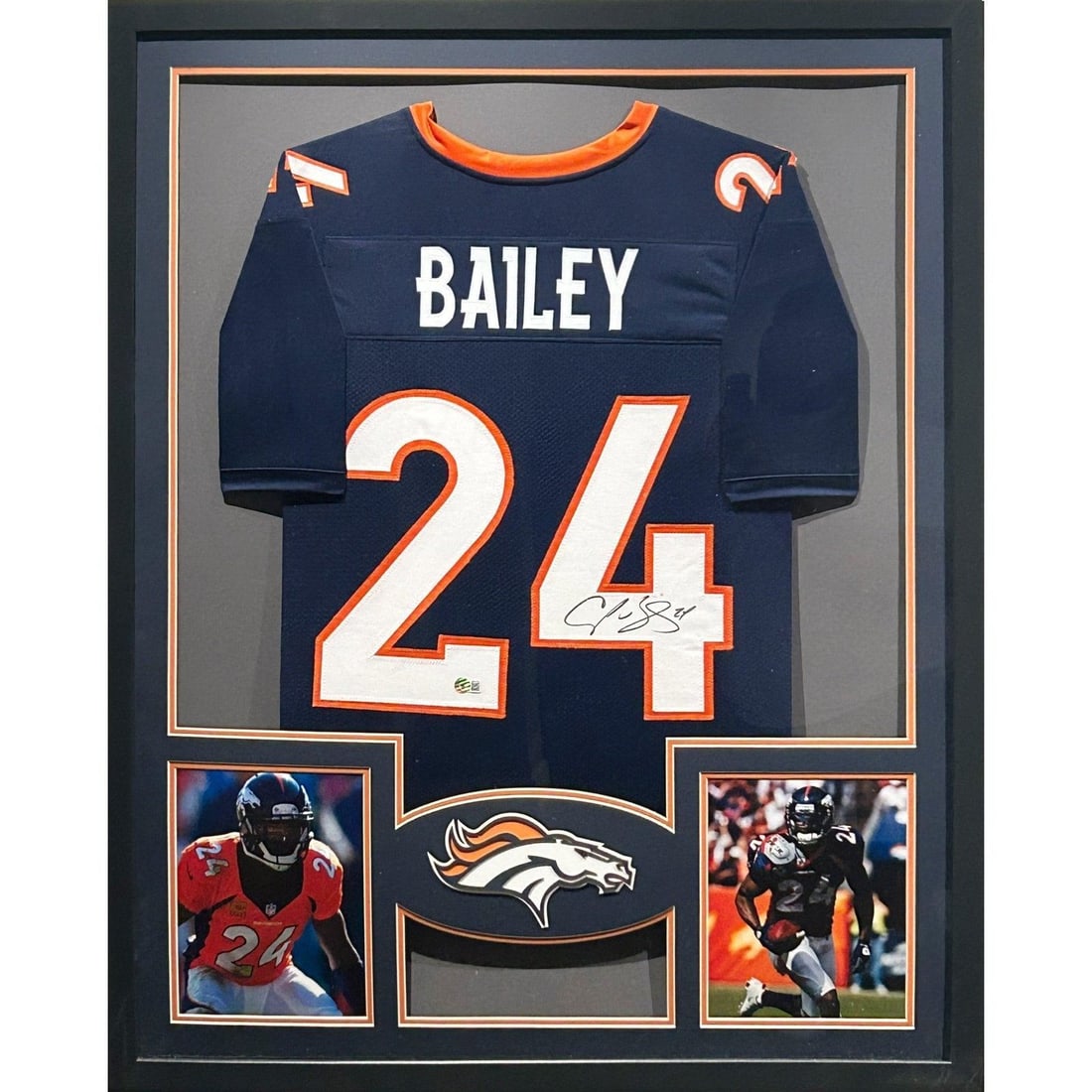 Champ Bailey Signed Framed Jersey Denver Broncos Beckett Authenticated: Champ Bailey Signed Framed Jersey Denver Broncos Beckett Authenticated Celebrate the legacy of Champ Bailey with this framed, autographed jersey from the Denver Broncos. Authenticated by Beckett, a le