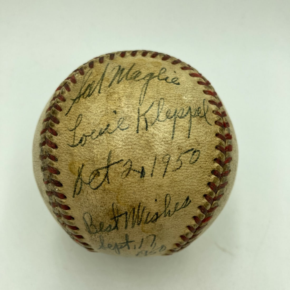 Sal Maglie Signed Game Used Baseball 9-17-1950 JSA Sticker (1 of 6)