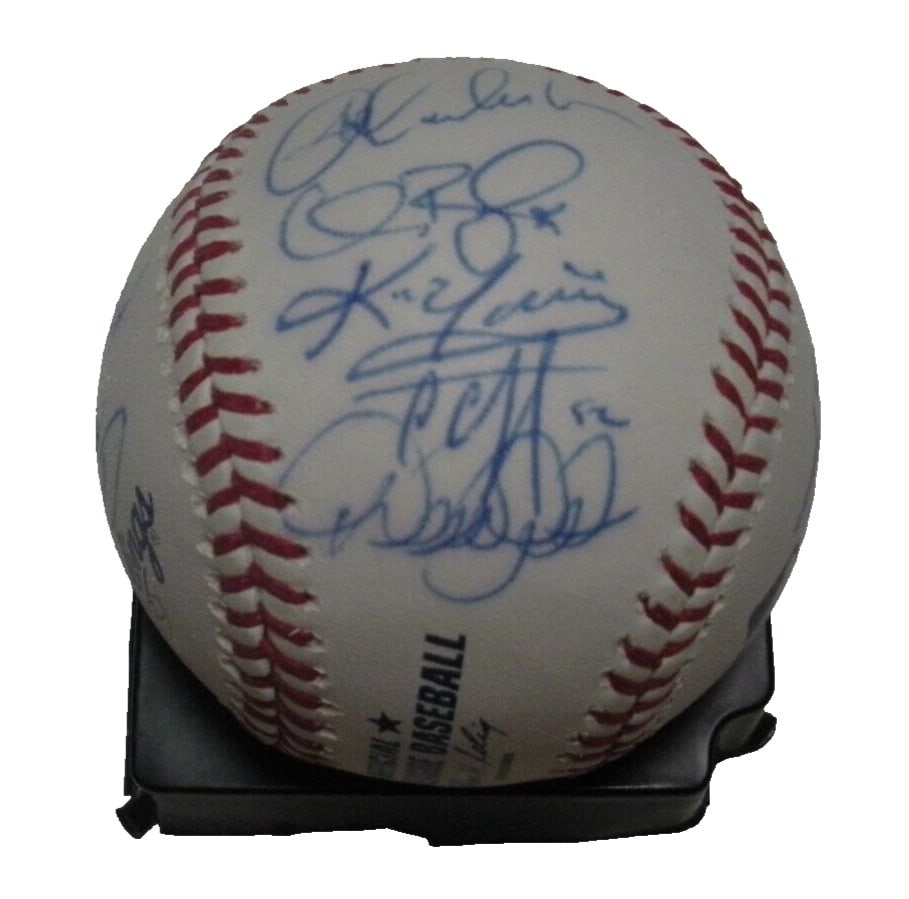 Baseball Signed by Jeter Rivera Sabathia with COA New York Yankees: Baseball Signed by Jeter Rivera Sabathia with COA New York Yankees This is an original baseball signed by Derek Jeter, Mariano Rivera, and CC Sabathia of the New York Yankees. The ball comes with a ce