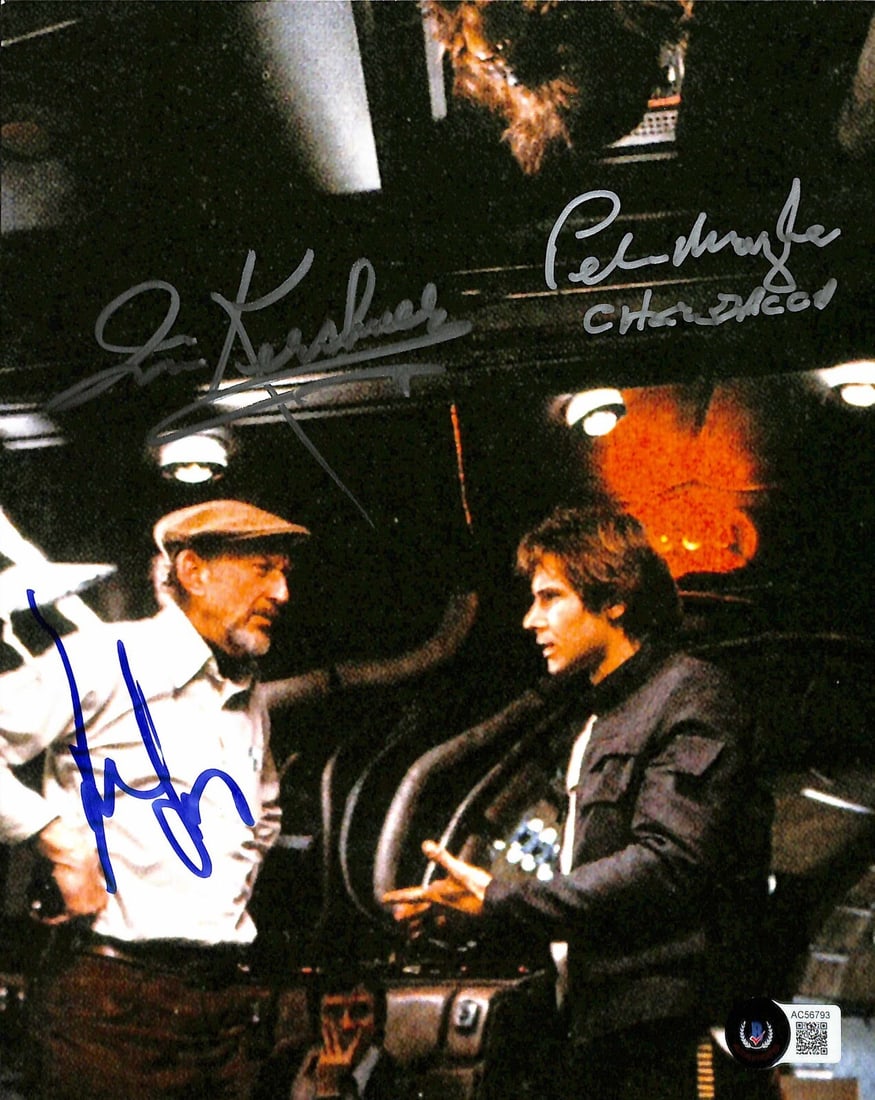 Empire Strikes Back 8x10 Photo Signed by Ford Mayhew Kershner Beckett Authenticated: Empire Strikes Back 8x10 Photo Signed by Ford Mayhew Kershner Beckett Authenticated This is an original 8x10 color photograph from Star Wars: The Empire Strikes Back, signed by actors Harrison Ford an