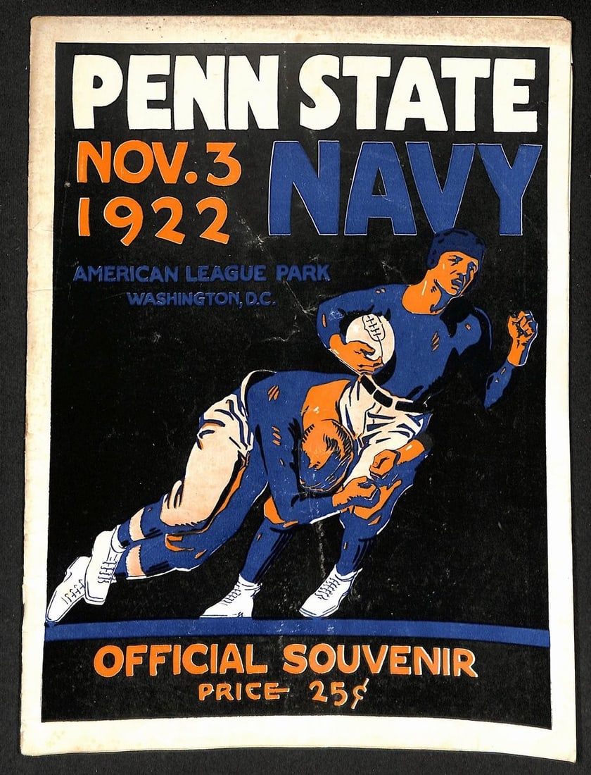 Original 1922 NCAA Football Program Penn State Faces Navy November 3: Original 1922 NCAA Football Program Penn State Faces Navy November 3 This is a Vintage NCAA College Football Program from the match between Penn State and Navy, dated November 3, 1922. The program is 
