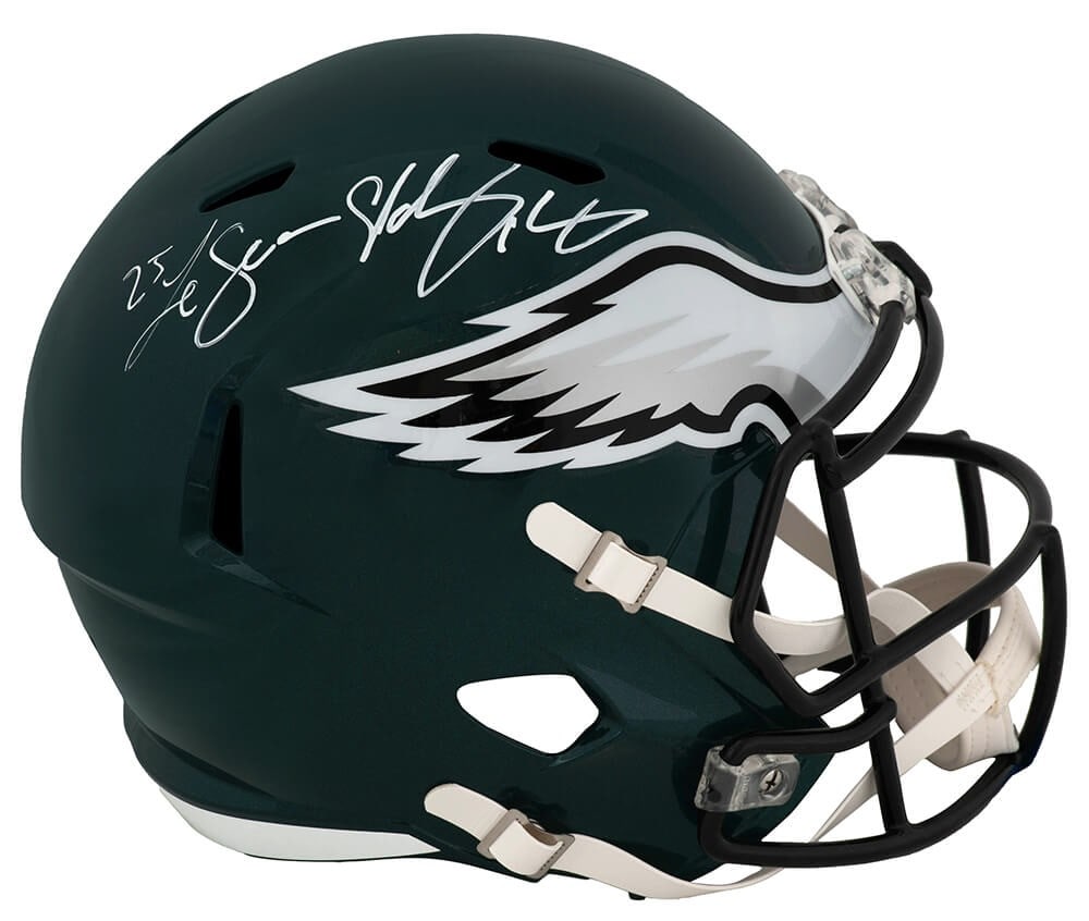 LeSean McCoy Signed Eagles Riddell Full Size Helmet with Shady Inscription: LeSean McCoy Signed Eagles Riddell Full Size Helmet with Shady Inscription This Philadelphia Eagles Riddell full-size replica helmet is signed by NFL star LeSean McCoy, featuring his iconic 'Shady' in