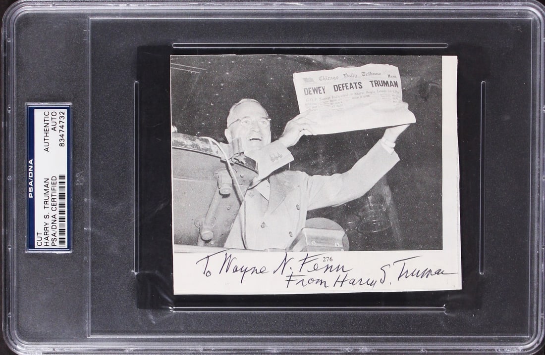 Harry S Truman PSA DNA slabbed cut signature 4.5x5.25 inch (1 of 2)