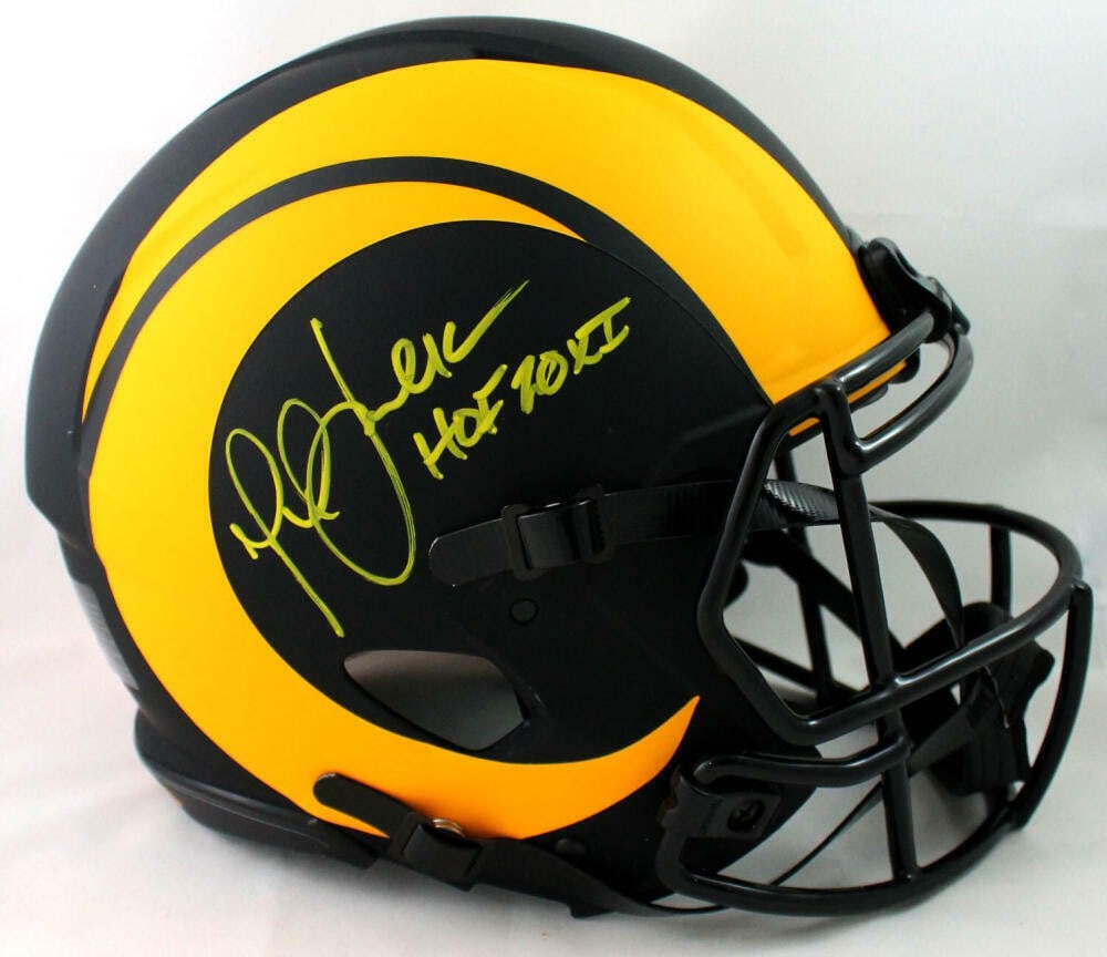 Marshall Faulk autographed Los Angeles Rams Eclipse full size helmet Beckett: Marshall Faulk autographed Los Angeles Rams Eclipse full size helmet Beckett This is an authentic Los Angeles Rams full-size Eclipse helmet signed by Marshall Faulk. The autograph has been authenticat