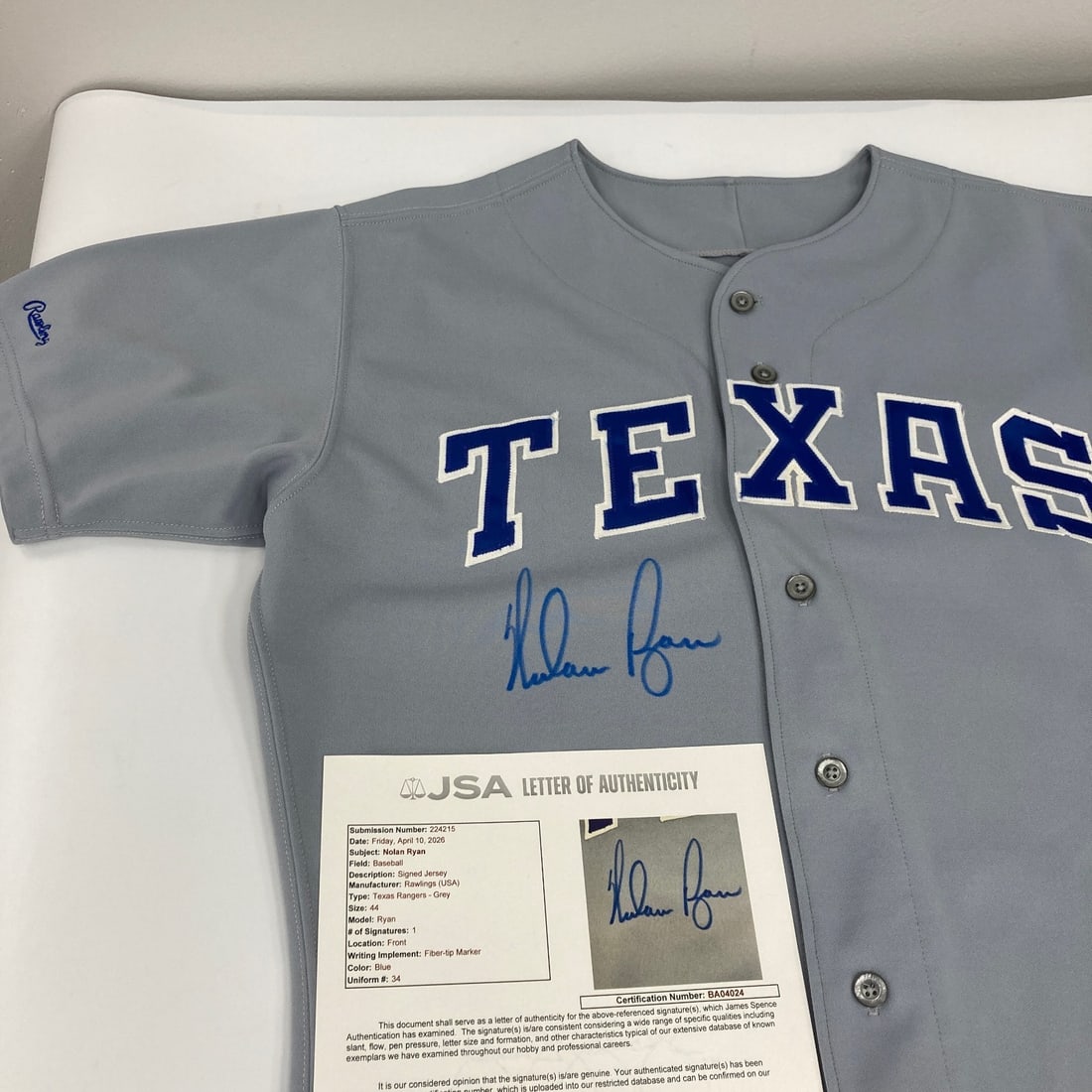 JSA authenticated Nolan Ryan 1988 Texas Rangers Rawlings game jersey (1 of 13)