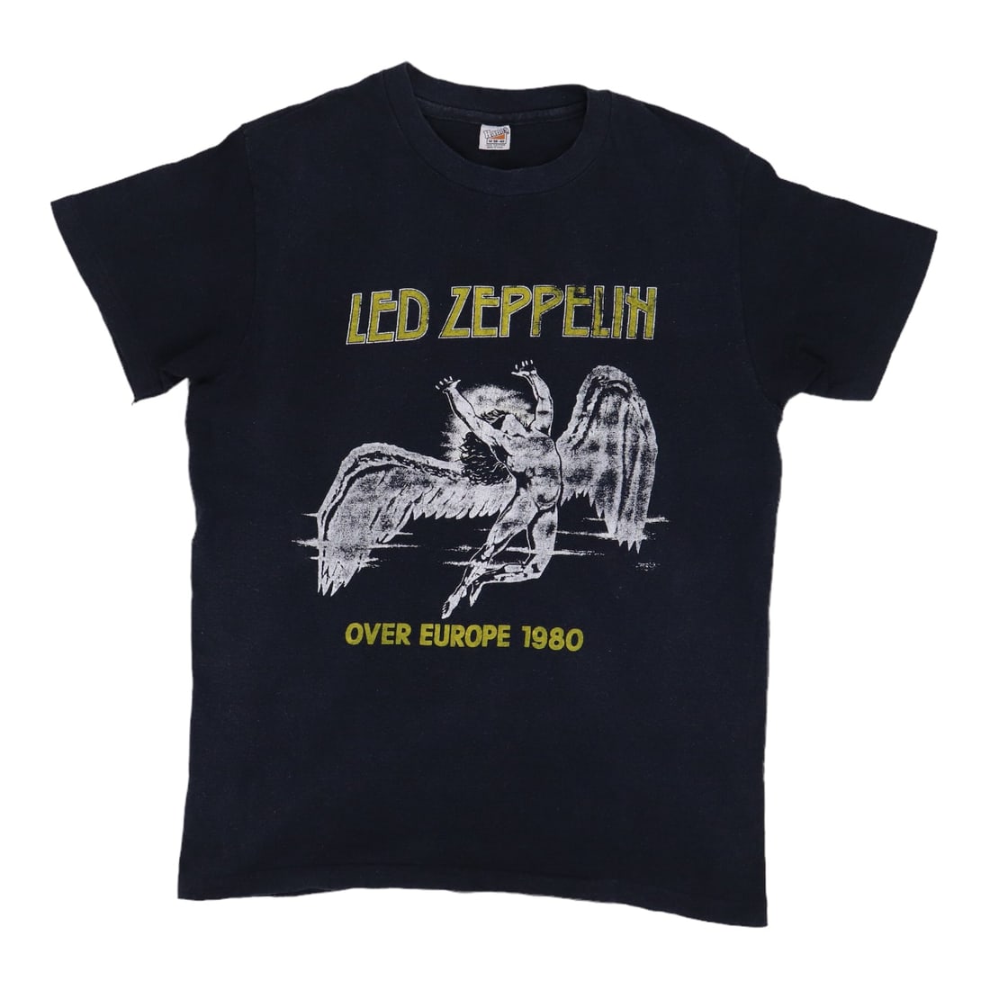 Vintage 1980 Led Zeppelin Over Europe Concert T Shirt Blue Cotton Medium: Vintage 1980 Led Zeppelin Over Europe Concert T Shirt Blue Cotton Medium This is an original vintage 1980 Led Zeppelin Over Europe Tour shirt, featuring front and back graphics. It is made from 100% c