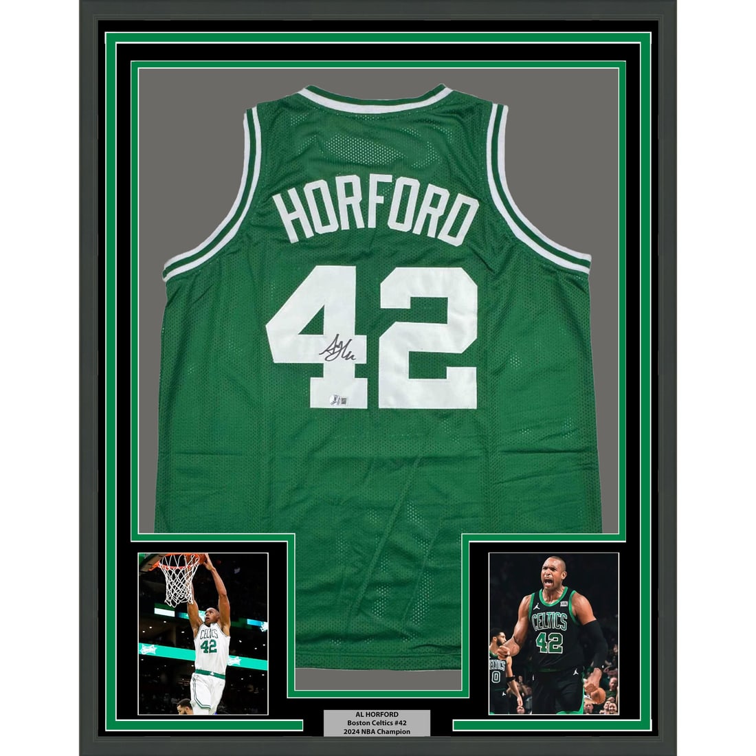 Framed Autographed Al Horford Boston Celtics Jersey with Beckett COA: Framed Autographed Al Horford Boston Celtics Jersey with Beckett COA Celebrate your Boston Celtics pride with this professionally framed and autographed Al Horford jersey. This authentic item features