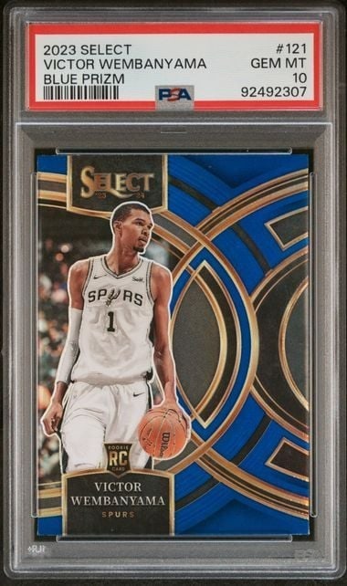 Victor Wembanyama 2023 Panini Select Blue Prizm PSA 10 RC #121 (1 of 2)