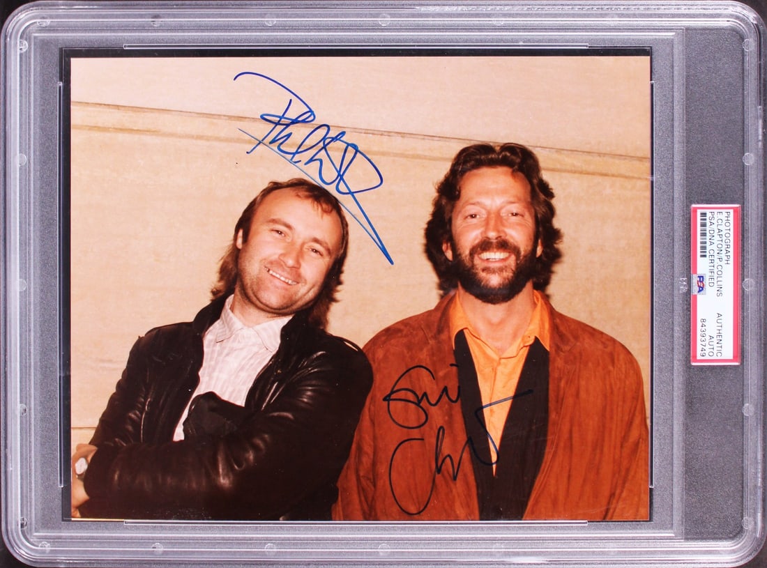 8x10 Photograph Signed by Eric Clapton and Phil Collins PSA Authenticated (1 of 2)